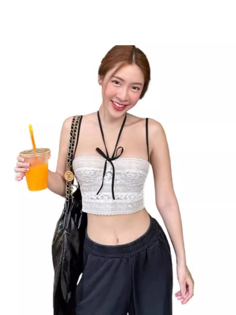 Zara Summer Lace Halter Neck Crop Tube Top